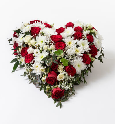 Hjerte i rødt og hvitt 45 cm Hjerte i rødt og hvitt 45 cm